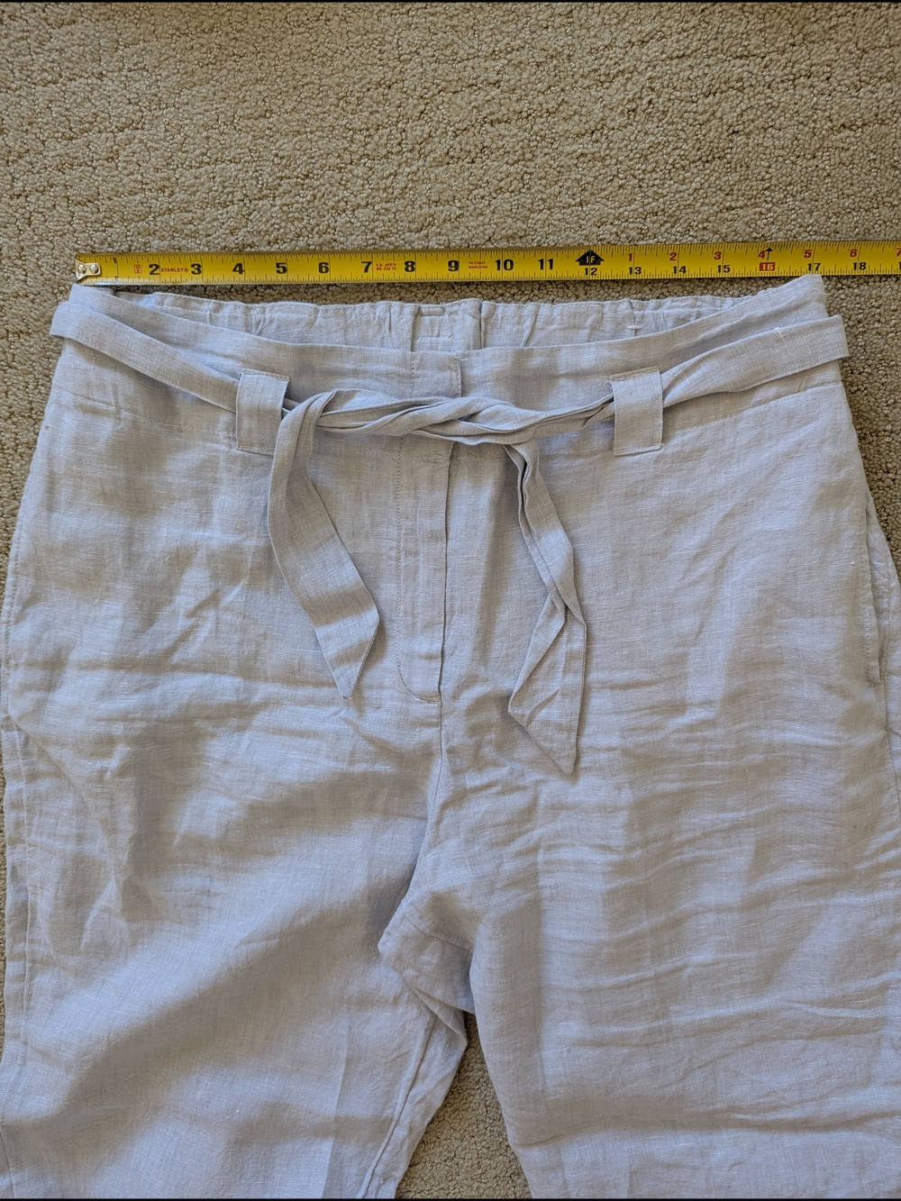 Chicos Women 100% Linen 2pc Set Button Up Shirt 2 Pant 2.5 Roll Up Sleeve Belted - Picture 8 of 13